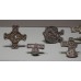 Gilt bronze harness mounts, winged disc, solar discs